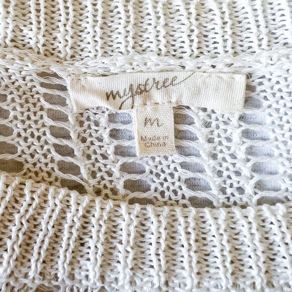 Anthropologie Mystree Pointelle Cropped Sweater Bell Sleeve Top - Picture 12 of 12